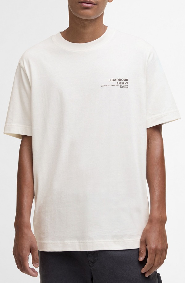 バブアー メンズ トップス Tシャツ コットン グラフィック Barbour Parkend Photo Cotton Graphic T-Shirt Whisper White ホワイト