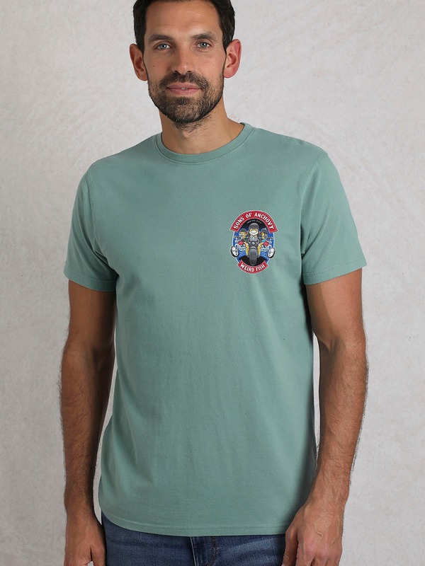 ウィアードフィッシュ メンズ トップス プルオーバー Weird Fish Sons Of Anchovy Artist-Shirt Mineral Blue 青色
