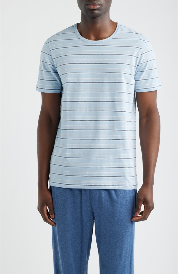 ダニエルブチュラー メンズ トップス Tシャツ クルーネック Daniel Buchler Washed Stripe Crewneck Lounge T-Shirt Sky Stripe ストライプ｜ReVida 店