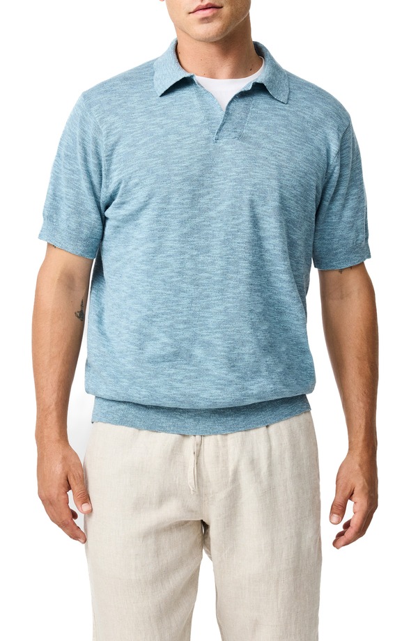 ロッドアンドグン メンズ トップス スポーツシャツ 綿織物 リネン Rodd \u0026 Gunn Poison Bay Linen \u0026 Cotton Slub Polo Aegean