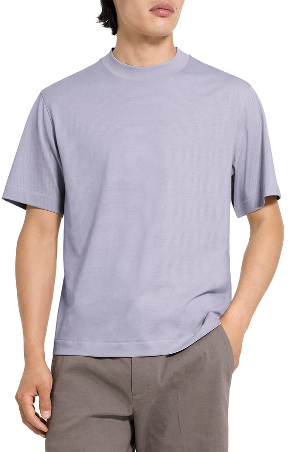 セオリー メンズ トップス Tシャツ コットン Theory Relaxed Stripe Cotton Blend T-Shirt Gray Lilac グレー｜ReVida 店