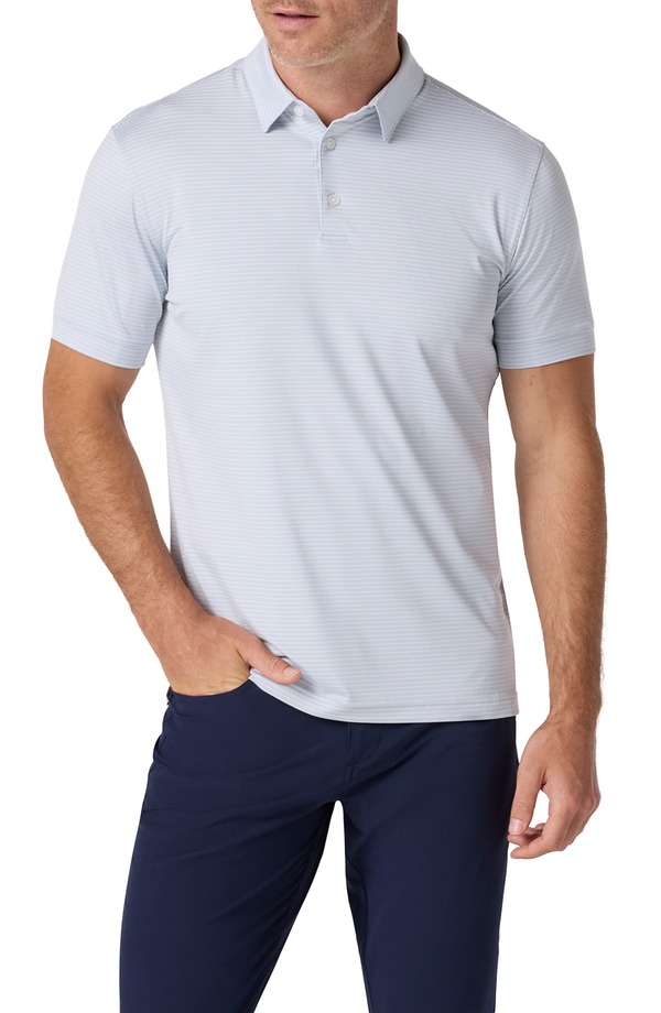 ミズンメイン メンズ トップス プルオーバー Mizzen+Main Versa Trim Fit Striperformance Polo Aluminum Alternating Stripe 縞模様