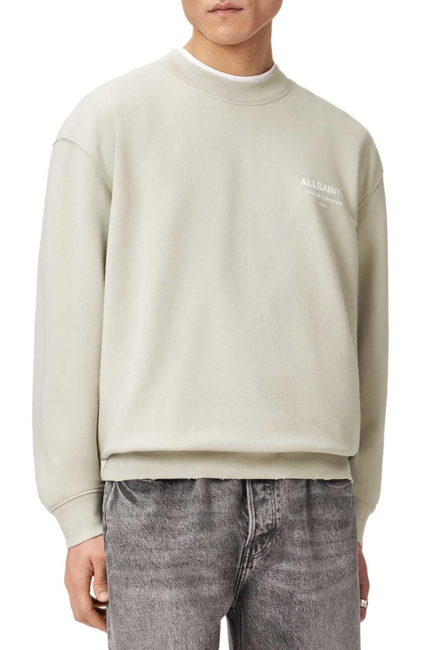 オールセインツ メンズ アウター パーカー・スウェット クルーネック シャツ コットン フリース AllSaints Dreamer Oversize Cotton Fleece Crewneck Sweatshirt Powdered Green グリーン