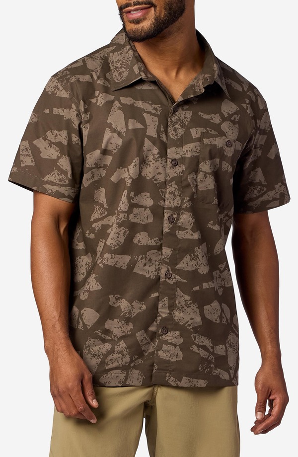 モルモット メンズ トップス プルオーバー 綿織物 Marmot Cedrus Organicotton Blend Short Sleeve Button-Up Shirt Hickory Nutrecker カジュアルシャツ-メンズファッション-トップス