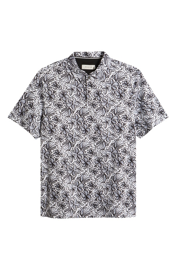ブガッチ メンズ トップス スポーツシャツ 刷り上げる 綿織物 Bugatchi Hendrix Digital Abstract Print Cotton Polo White 白いこと