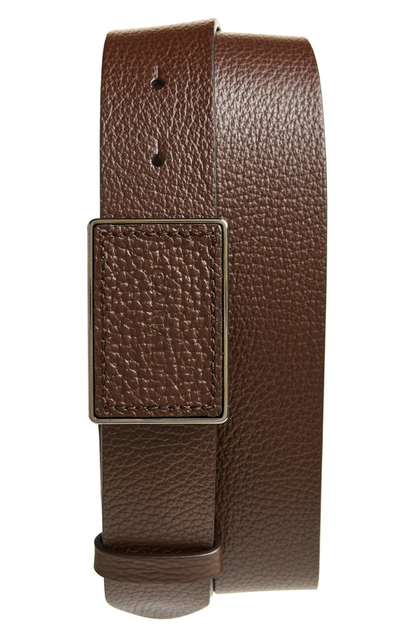 カナーリ メンズ 佩び物 胴締め なめし革 Canali Tumbled Calfskin Leather Belt Brown 赤銅色