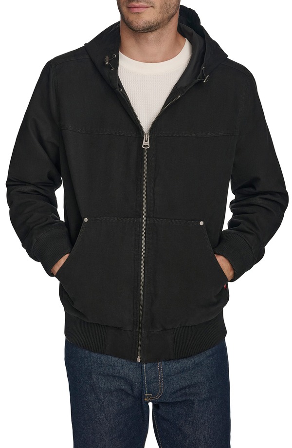 リーヴァイズジーンズ メンズ アウター 上衣・上衣 フーデッドジャケット Levi\u0027s Lightweight Workwear Hooded Jacket Black 黒いこと コート・ジャケット-メンズファッション