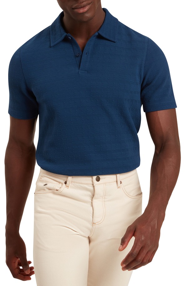 テッドベーカー メンズ トップス スポーツシャツ Ted Baker Serapa Texture Polo Dk-Blue 青み