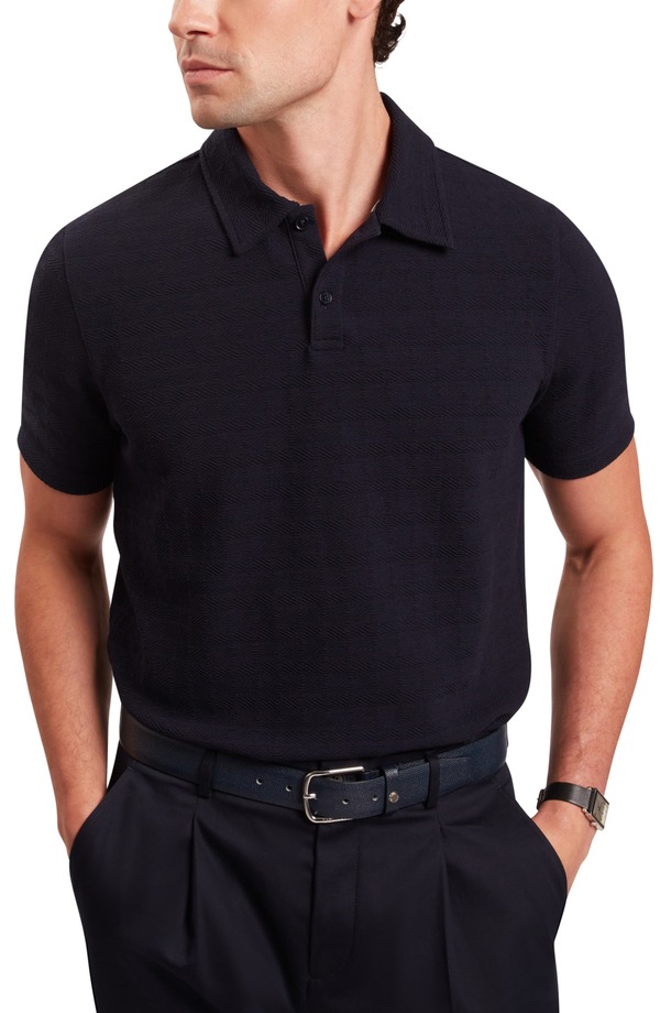 テッドベーカー メンズ トップス スポーツシャツ Ted Baker Serapa Texture Polo Navy 米国海軍