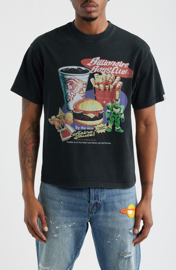 ビリオネアボーイズクラブ メンズ トップス ティーシャツ 綿織物 グラフィック Billionaire Boys Club Astro Sauce Cotton Graphic T-Shirt Black 黒いこと メンズファッション-トップス