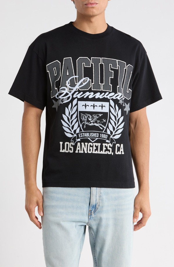 パクサン メンズ トップス Tシャツ コットン グラフィック PacSun Crest Cotton Graphic T-Shirt Black ブラック 9,975円