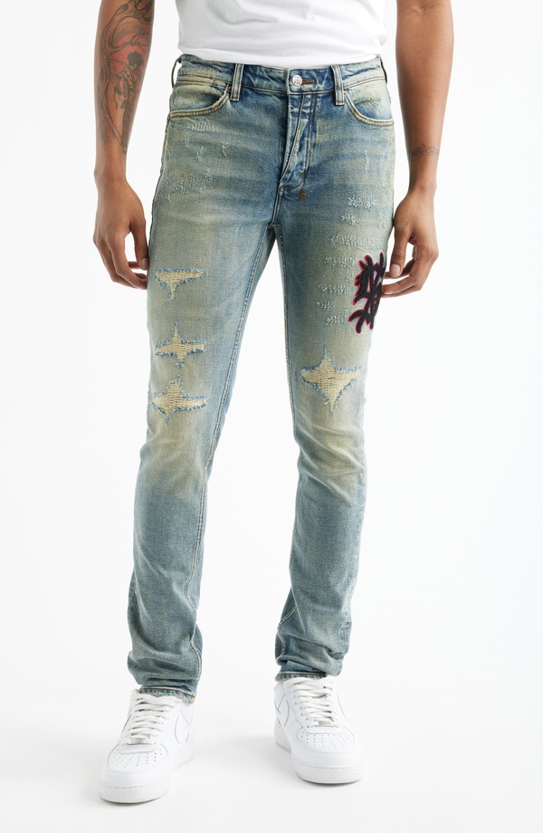 スビ メンズ ボトムス ジーンズズボン下 デニム Ksubi Van Winkle Bleu Monday Repair Skinny Jeans Denim ジーンズ