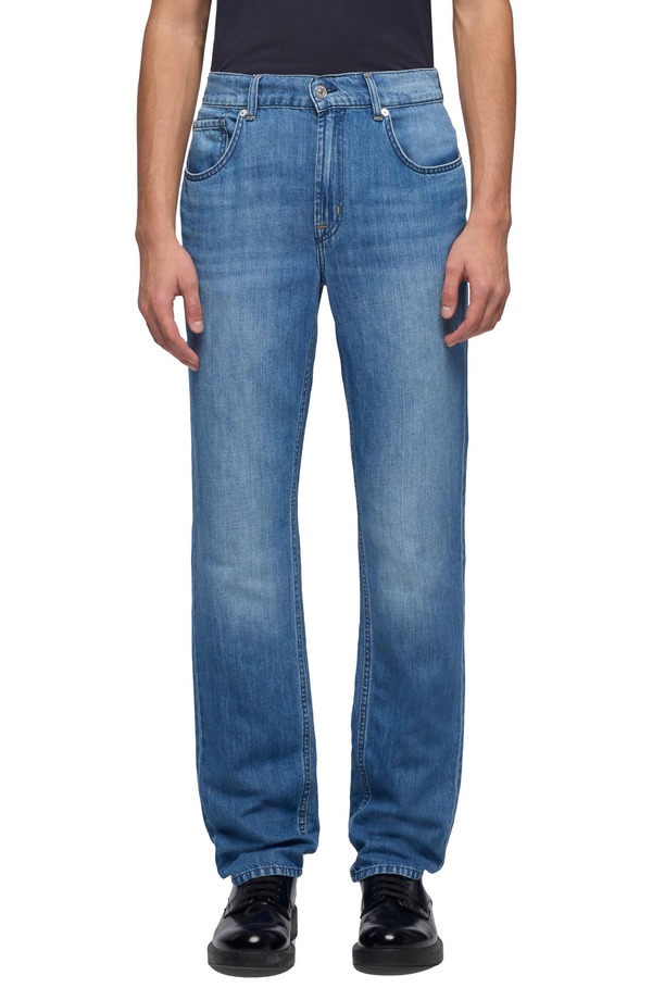 セブンフォーオールマンカインド メンズ ボトムス ジーンズズボン下 綿織物 リネン デニム 7 For All Mankind The Straight Cotton \u0026 Linen Jeans Cloudbreak