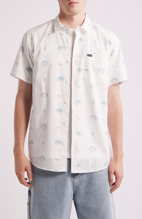 リップカール メンズ トップス シャツ Rip Curl Hypno Micro Short Sleeve Button-Up Shirt Bone｜ReVida 店