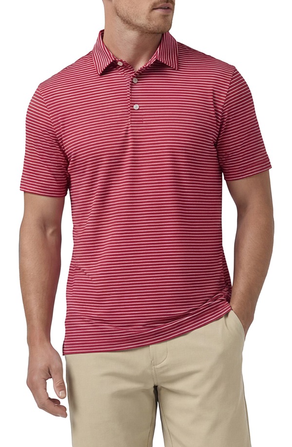 ミズンメイン メンズ トップス プルオーバー Mizzen+Main Versa Trim Fit Striperformance Polo Crimson Alternating Stripe クリムゾン