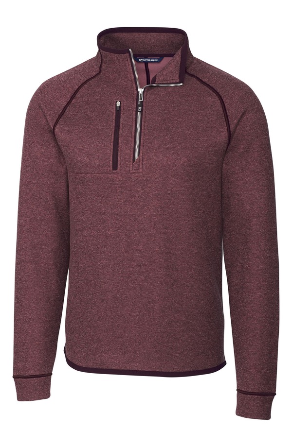 カッターアンドバック メンズ アウター ニット・セーター ハーフジップ ジャケット Cutter \u0026 Buck Mainsail Sweater Knit Half Zip Jacket Bordeaux Heather ヘザー