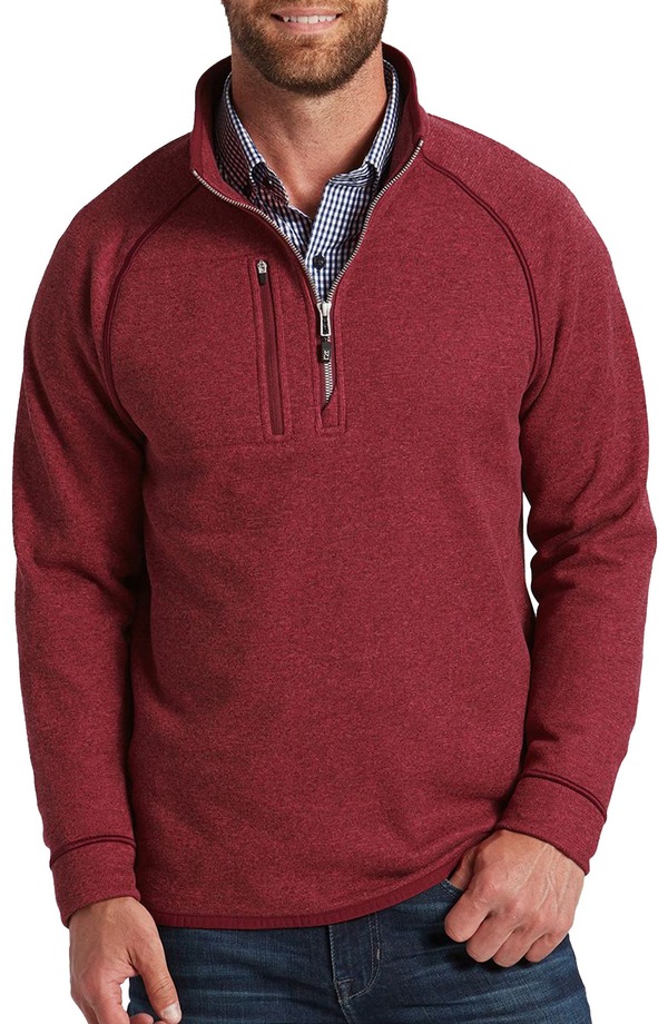 カッターアンドバック メンズ アウター ニット・セーター ハーフジップ ジャケット Cutter \u0026 Buck Mainsail Sweater Knit Half Zip Jacket Cardinal Red Heather ヘザー