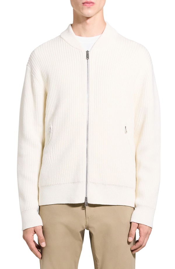 セオリー メンズ アウター パーカー・スウェット コットン カーディガン Theoryke Cashton Rib Cotton \u0026 Cashmere Blend Zip-Up Cardigan Ivory アイボリー