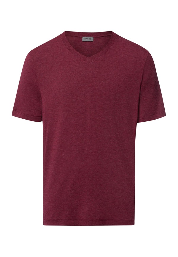 ハンロ メンズ トップス プルオーバー V素っ首 Hanro Casualsoft V-Neck T-Shirt Cabernet Melange