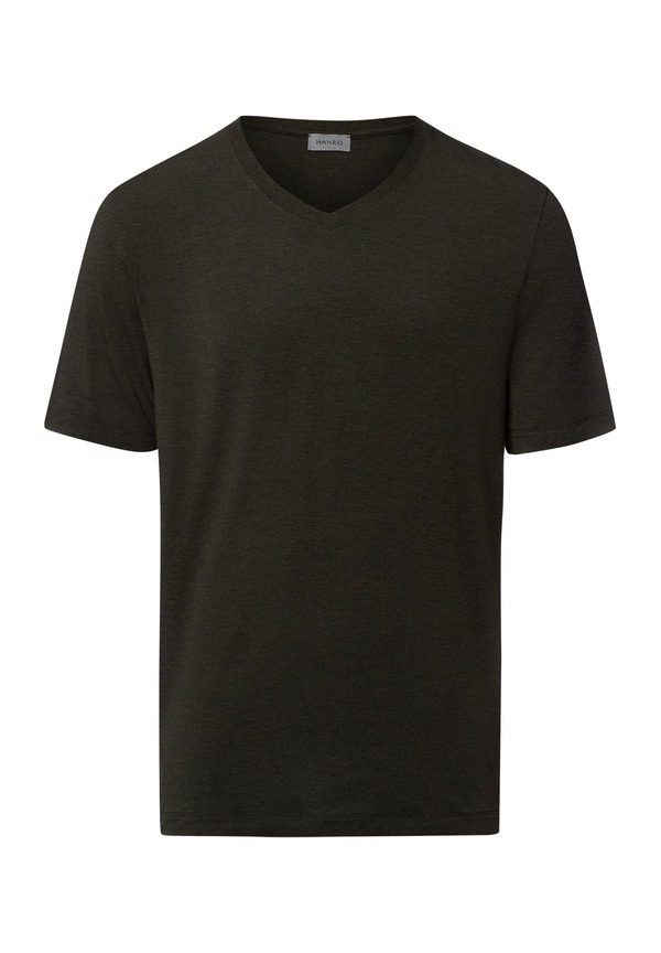 ハンロ メンズ トップス プルオーバー V素っ首 Hanro Casualsoft V-Neck T-Shirt Earthy Ink Melange