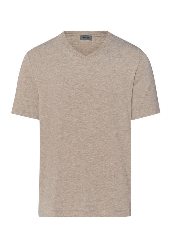 ハンロ メンズ トップス プルオーバー V素っ首 Hanro Casualsoft V-Neck T-Shirt Hazelnut Melange