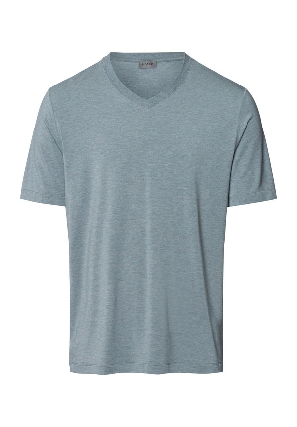 ハンロ メンズ トップス プルオーバー V素っ首 Hanro Casualsoft V-Neck T-Shirt Ocean Melange
