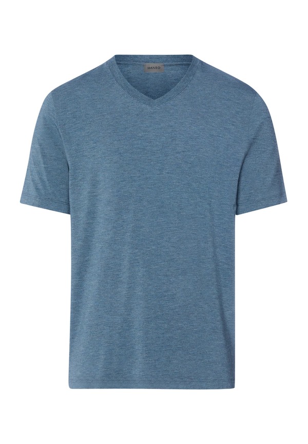 ハンロ メンズ トップス プルオーバー V素っ首 Hanro Casualsoft V-Neck T-Shirt Retro Blue Melange 青み