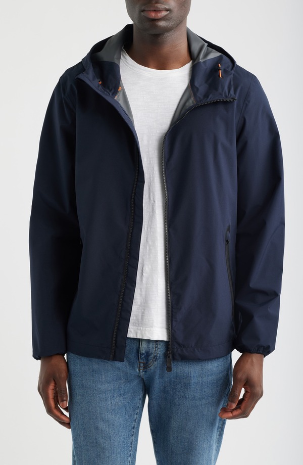 セイブ ザ ダック メンズ アウター ジャケット・ブルゾン Save The Duck Drop Hooded Rain Jacket Blue Black ブラック|ReVida 店