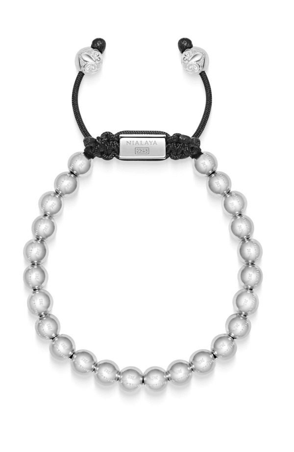 ナイアヤラ メンズ 添え物 ブレスレット・バングル・アンクレット Nialaya Sterling Silver Beaded Bracelet Silver しろがね色