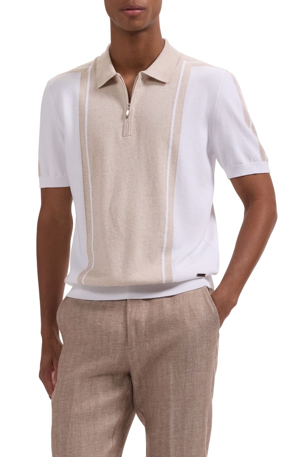 ブガッチ メンズ アウター ニット・セーター ハーフジップ ポロシャツ Bugatchi Quarter Zipolo Sweater Sand サンド｜ReVida 店