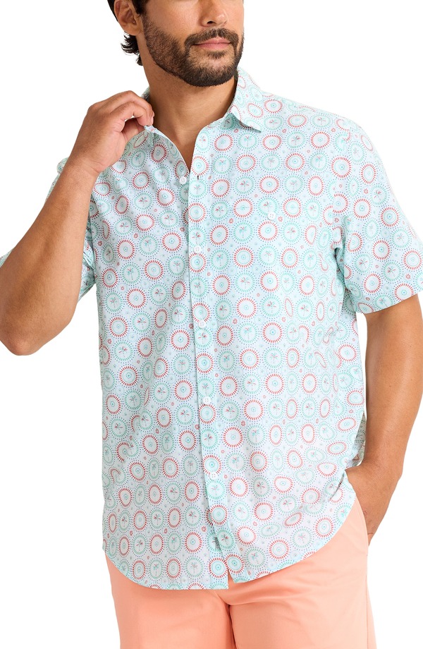トッミーバハマ メンズ トップス シャツ Tommy Bahama Coast Retro Palms IslandZone Short Sleeve Button-Up Shirt Green Spiza グリーン｜ReVida 店