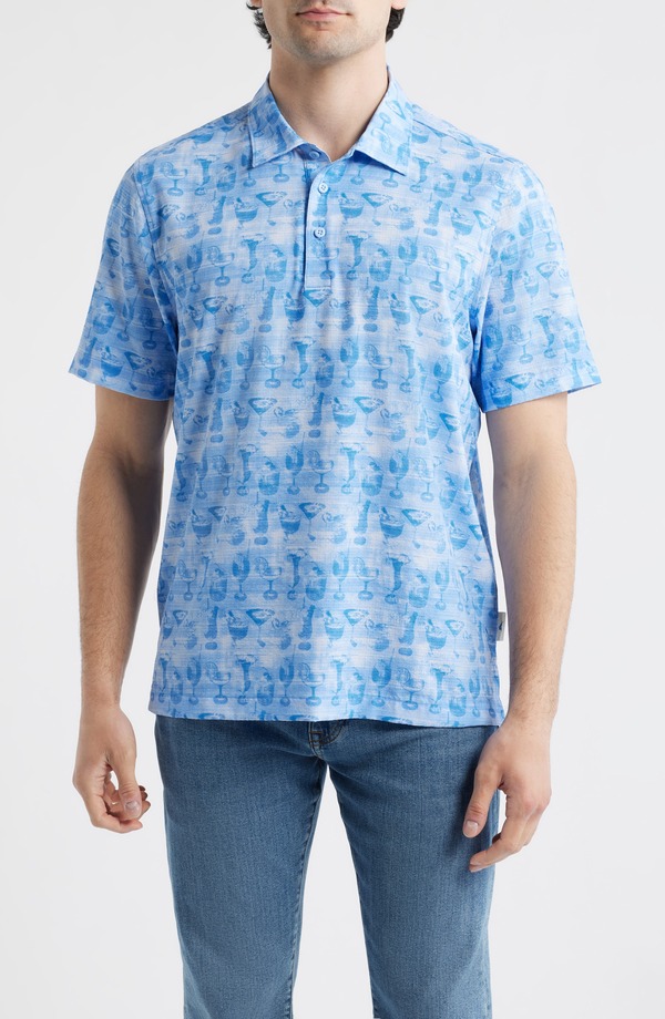 トッミーバハマ メンズ トップス スポーツシャツ Tommy Bahama Coast Fizz Impressions IslandZone Polo Glacier Blue 青み