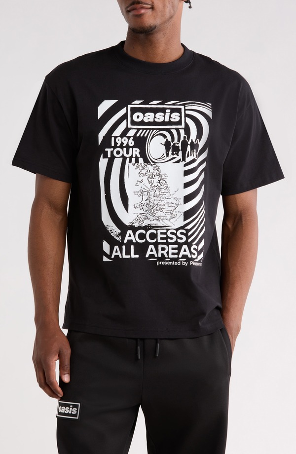 プレジャーズ メンズ トップス プルオーバー グラフィック PLEASURES x Oasis All Access Graphic T-Shirt Black 黒いこと