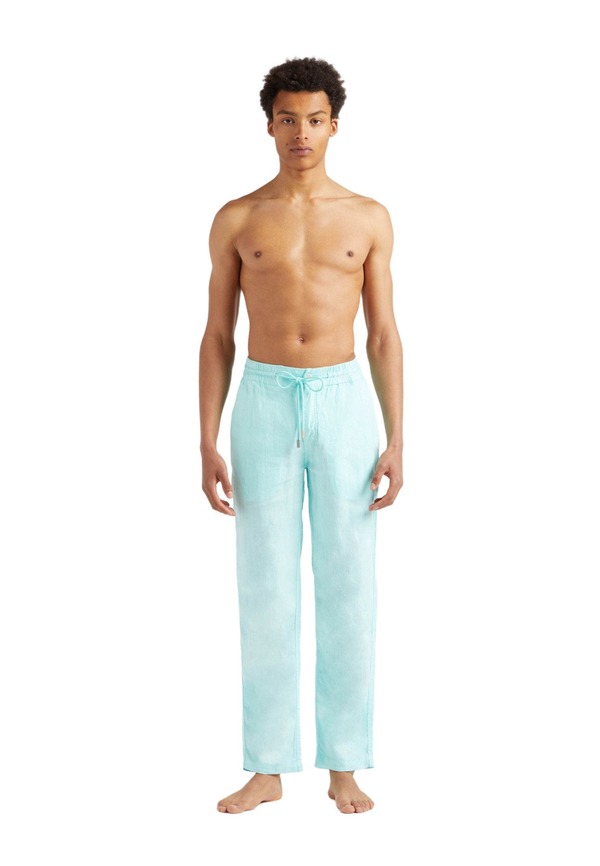 ヴィルブレクイン メンズ ボトムス 心地好いズボン下 か細い相応う リネン Vilebrequin Men\u0027slim Fit Solid Linen Pants Lagon