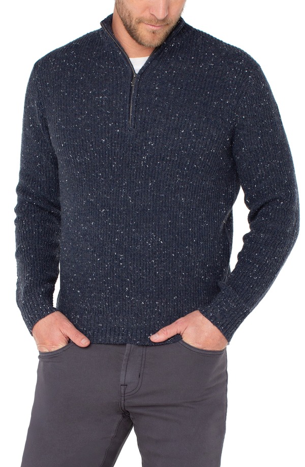 リヴァプール ロサンゼルス メンズ アウター ニット・セーター ハーフジップ Liverpoolos Angeles Quarter Zip Sweater Indigo Blue インディゴ