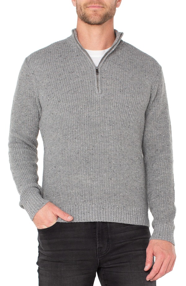 リヴァプール ロサンゼルス メンズ アウター ニット・セーター ハーフジップ Liverpoolos Angeles Quarter Zip Sweater Light Grey グレー