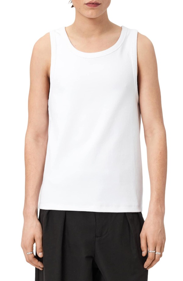 オールセインツ メンズ トップス シャツ ベスト AllSaints Axel Vest Optic White ホワイト｜ReVida 店