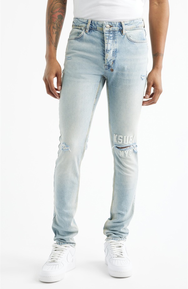 スビ メンズ ボトムス ジーンズズボン下 デニム Ksubi Van Winkle Kasper Blue Ripped Skinny Jeans Denim ジーンズ