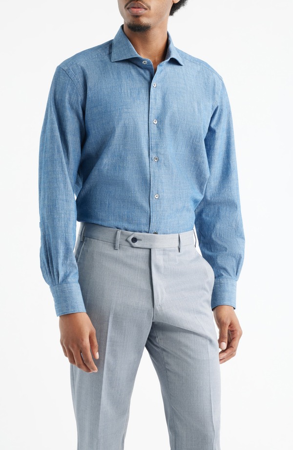 ザネッラ メンズ トップス シャツ Zanella Bassano Chambray Button-Up Shirt Medium Blue ブルー｜ReVida 店 50,280円