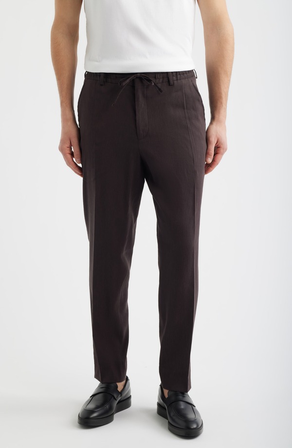 元締め メンズ ボトムス 心地好いズボン下 BOSS Perin Drawstring Pants Dark Brown 赤銅色