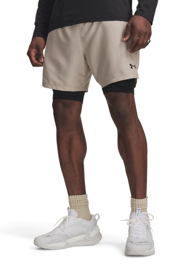アンダーアーマー メンズ ボトムス 二分の一ズボン下・さる股引き 遊撃手ズボン下 Under Armour UA Vanish Woven 2.0 2-インチ-1 Shorts Timberwolf Taupe トープ
