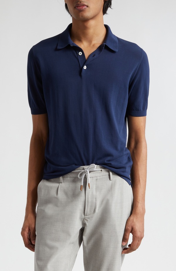 イレブンティ メンズ トップス ポロシャツ コットン Eleventy Cotton Polo Navy ネイビー|ReVida 店