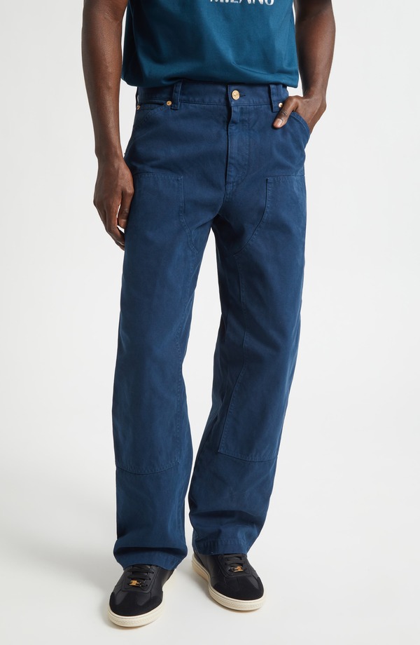 ヴェルサーチ メンズ ボトムス ジーンズズボン下 引っ切りない デニム Versace Straight Leg Jeans Petrol Blue 青碧