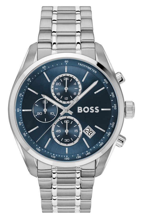 元締め メンズ 付属品 ウオッチ BOSS Grand Prix Bracelet Watch 44.5粍 Blue 青み