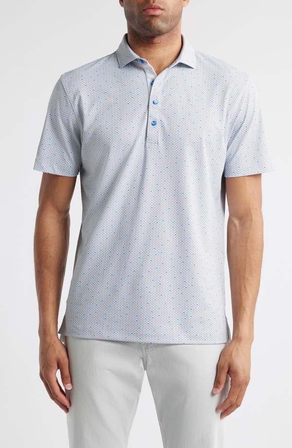 ジョニー オー メンズ トップス シャツ プリント フラワー johnnie-O Poppy Microfloral Print PREP-FORMANCE Golf Polo Thunder｜ReVida 店