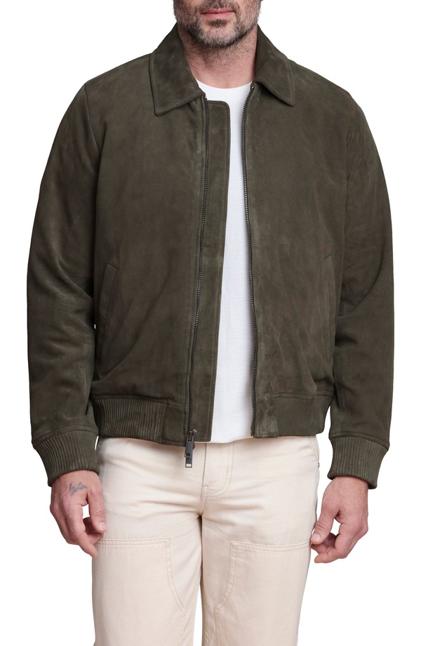 バガテル メンズ アウター ジャケット・ブルゾン スエード Bagatelle Suede Bomber Jacket Chive