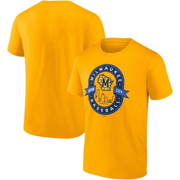 【送料無料】 ファナティクス メンズ Tシャツ トップス Men's Fanatics Branded Gold Milwaukee Brewers Iconic Glory Bound T-Shirt Gold