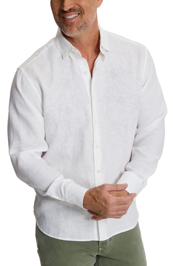 トッミーバハマ メンズ トップス シャツ 刺繍 リネン Tommy Bahama Tide the Knot Embroidered Linen Button-Up Shirt White ホワイト|ReVida 店