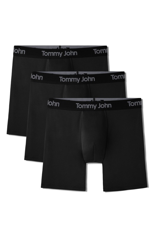 トミージョン メンズ アンダー御召しもの ボクサーズボン下 メッシュ Tommy John 3-Pack Air Cool Mesh Boxer Briefs Black 黒いこと