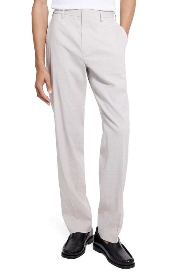 行動論理 メンズ ボトムス 心地好いズボン下 リネン Theory Linen Blend Standard Pantsilver Cloud しろがね色